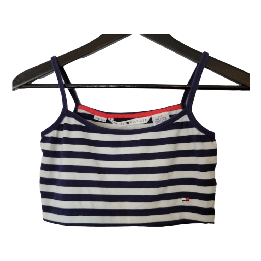 Tommy Hilfiger Cropped striped Blue And White Tank Top Size Small